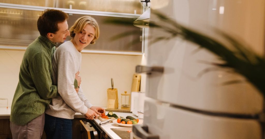 couple cook for date night winter